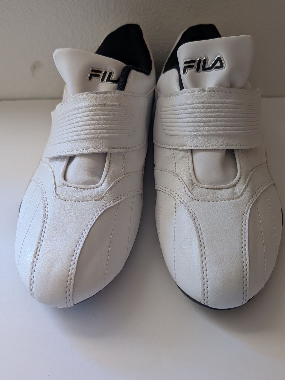 Fila White and Black Velcro Strap Slip-On Sneakers